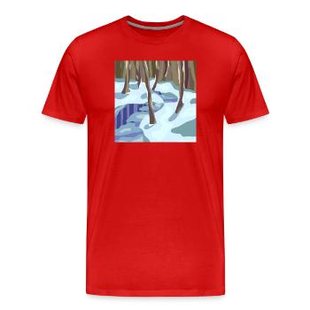 Winter Forest in Cold Shades - Men's Premium Organic T-Shirt - red - Front - Damien (186cm)