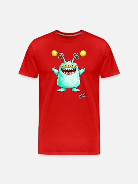 Green Five-Eyed Monster - Men's Premium Organic T-Shirt - red