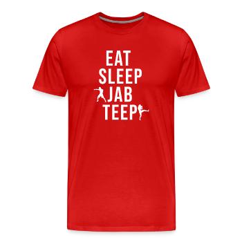 Iss, schlaf, Stich Teep - Männer Premium Bio T-Shirt - Rot - Vorne - Damien (186cm)