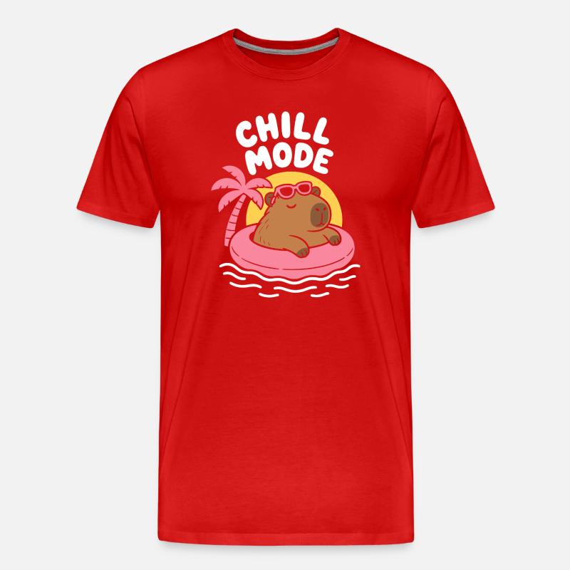 Chill Mode Floating Capybara - Men's Premium Organic T-Shirt - red