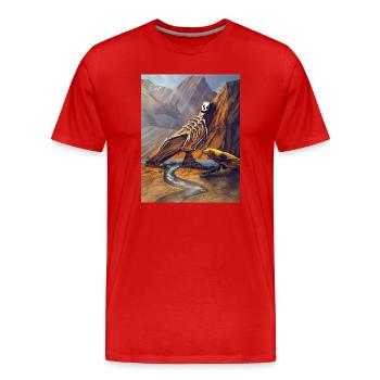 Dragon skeleton in cannon - Men's Premium Organic T-Shirt - red - Front - Damien (186cm)
