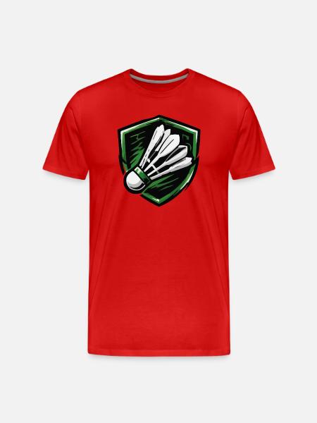 Badminton Schildemblem - Männer Premium Bio T-Shirt - Rot