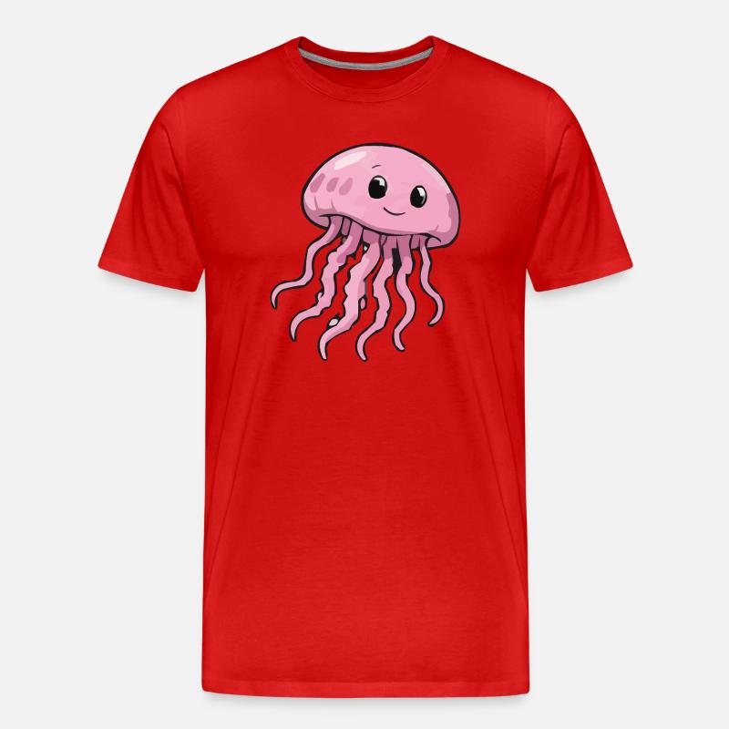 Pink Jellyfish Smile - Männer Premium Bio T-Shirt - Rot