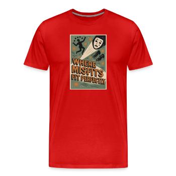 Wo Außenseiter passen | Theater Bühne - Männer Premium Bio T-Shirt - Rot - Vorne - Damien (186cm)