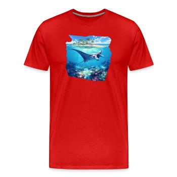Raies Manta Raies - T-shirt bio Premium Homme - rouge - Devant - Damien (186cm)