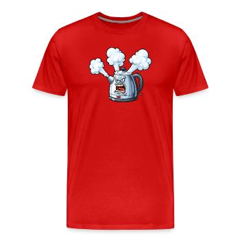 Dessin animé de la bouilloire en colère - T-shirt bio Premium Homme - rouge - Devant - Damien (186cm)
