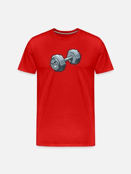 Wütende Hantel Cartoon - Männer Premium Bio T-Shirt - Rot