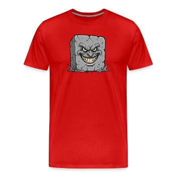 Cartoon Grabstein Grimmisches Grinsen - Männer Premium Bio T-Shirt - Rot - Vorne - Damien (186cm)