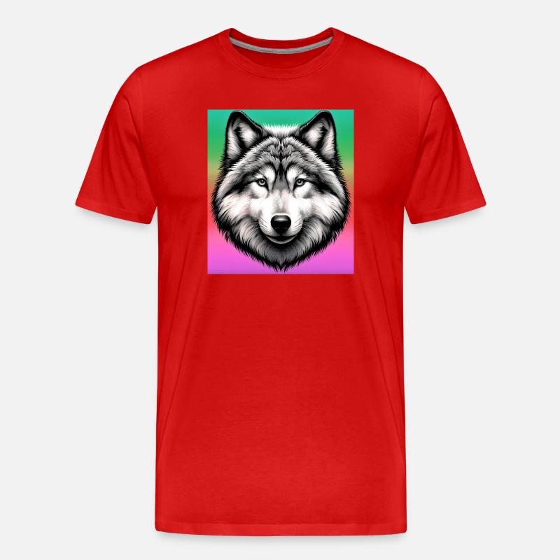 Wolf - Men's Premium Organic T-Shirt - red
