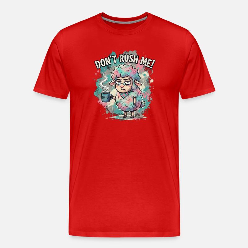 Dont Rush Me Kaffee Schaf Cartoon - Männer Premium Bio T-Shirt - Rot