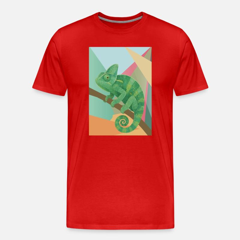 Style géométrique du Caméléon Vert - T-shirt bio Premium Homme - rouge