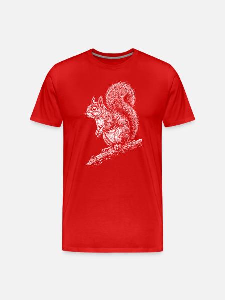 Squirrel Silhouette on Branch - Men's Premium Organic T-Shirt - red