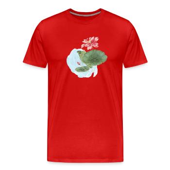 Magie de la Fleur d’Aquarelle en Nénuphar - T-shirt bio Premium Homme - rouge - Devant - Damien (186cm)