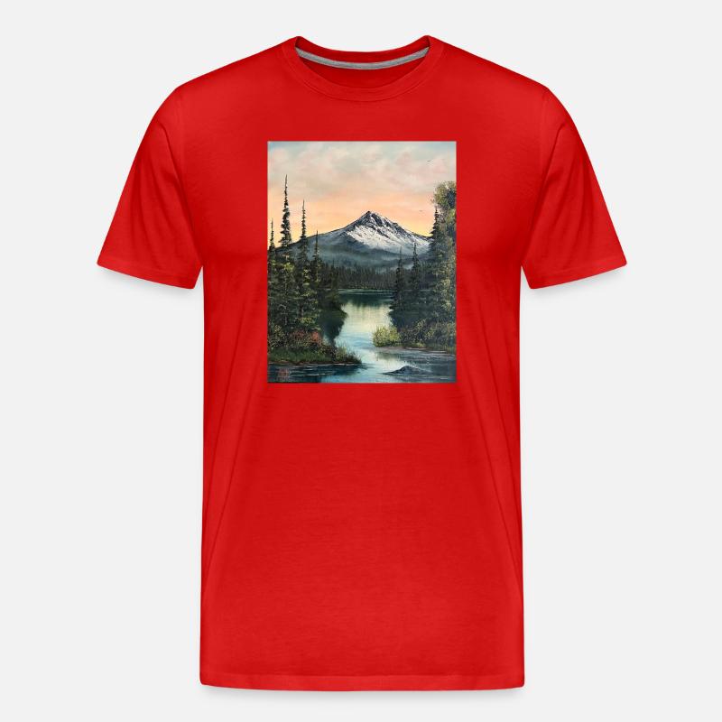 Bergsee im Abendlicht - Männer Premium Bio T-Shirt - Rot