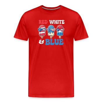 Rot, Weiß, Blau, Patriotischer Vierter Juli - Männer Premium Bio T-Shirt - Rot - Vorne - Damien (186cm)