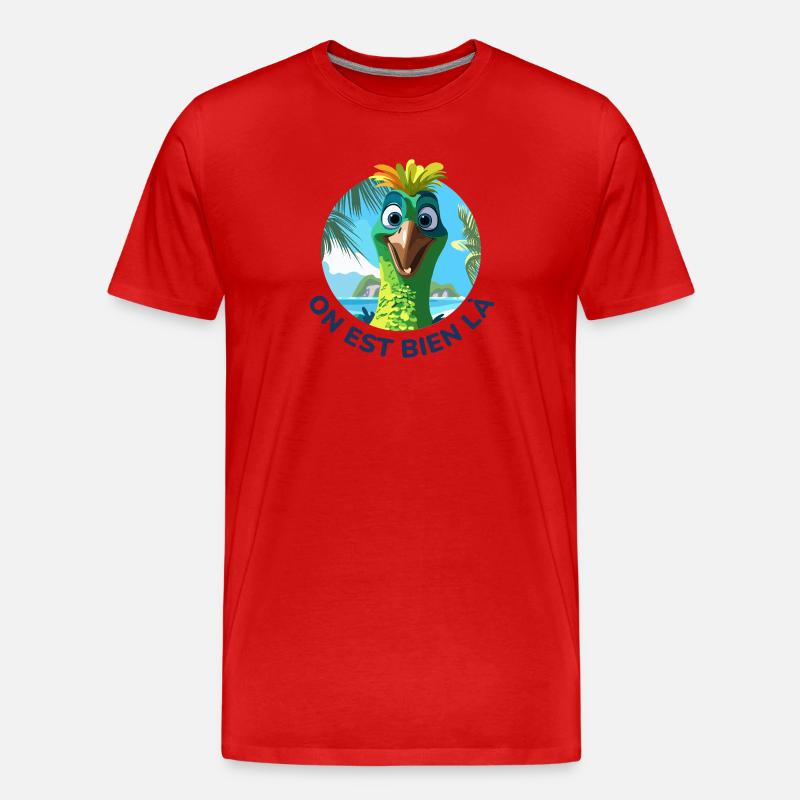 Sommer-Cartoon-Vogel-Humor-Sonne - Männer Premium Bio T-Shirt - Rot