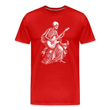 Skeleton Guitarist in Flowing Robe - Men's Premium Organic T-Shirt - red - Front - Damien (186cm)