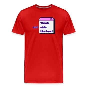 Think autside the box - Glitch - Men's Premium Organic T-Shirt - red - Front - Damien (186cm)