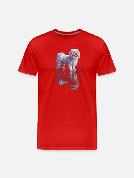 Maltese with water reflection - Men's Premium Organic T-Shirt - red