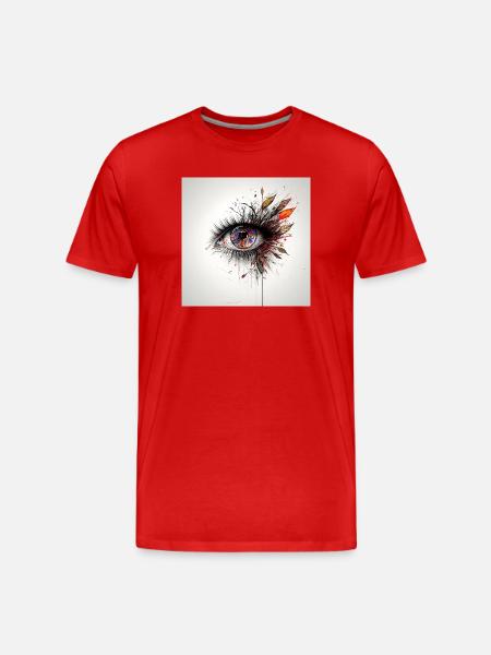 Farbiges Augenkunst mit Blättern - Männer Premium Bio T-Shirt - Rot