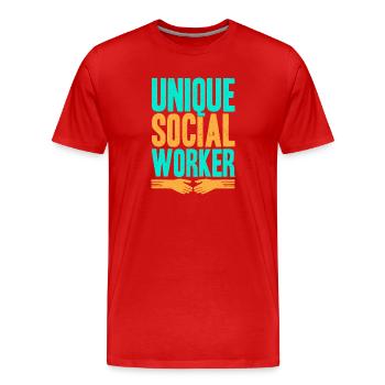 Social Worker Quote Unique Social Work - Männer Premium Bio T-Shirt - Rot - Vorne - Damien (186cm)