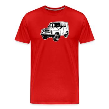 Véhicule tout-terrain UAZ (2 couleurs) - T-shirt bio Premium Homme - rouge - Devant - Damien (186cm)