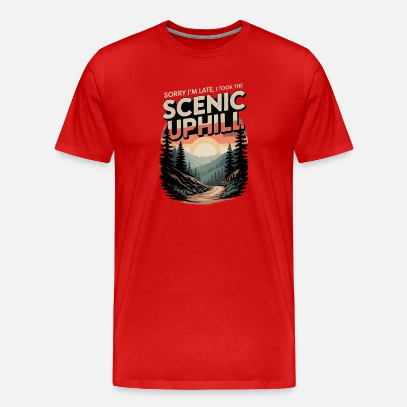 Zu spät: Panorama-Anstieg | Trailrunning - Männer Premium Bio T-Shirt - Rot
