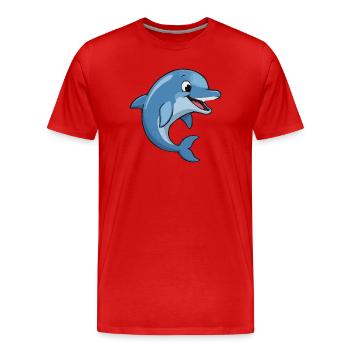 Funny Dolphin Cartoon Motif - Men's Premium Organic T-Shirt - red - Front - Damien (186cm)