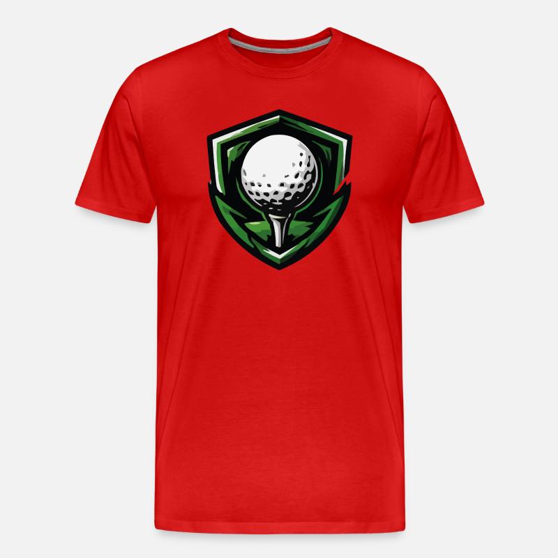 Schild Golfball Emblem - Männer Premium Bio T-Shirt - Rot
