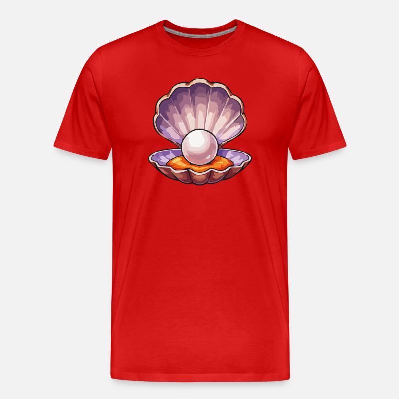 Irisierende Perle in Muschel - Männer Premium Bio T-Shirt - Rot