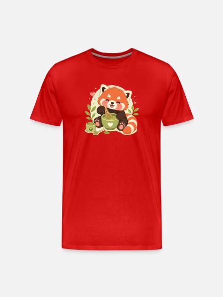Red Panda Matcha Love - Men's Premium Organic T-Shirt - red