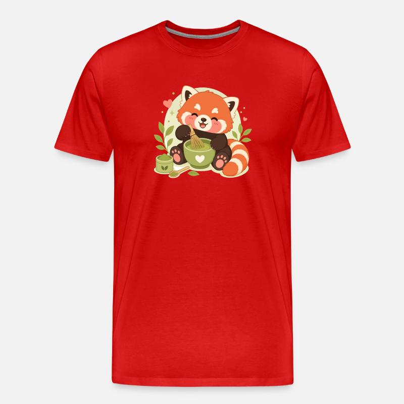 Red Panda Matcha Love - Men's Premium Organic T-Shirt - red