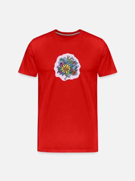 Buntes Blumenbouquet Illustration - Männer Premium Bio T-Shirt - Rot