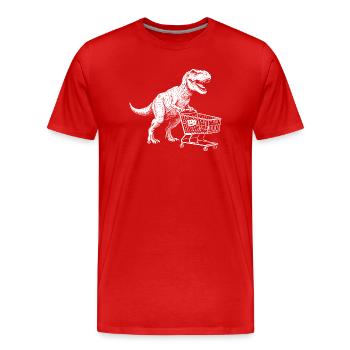 Dino Shopper: T-Rex with Cart - Men's Premium Organic T-Shirt - red - Front - Damien (186cm)