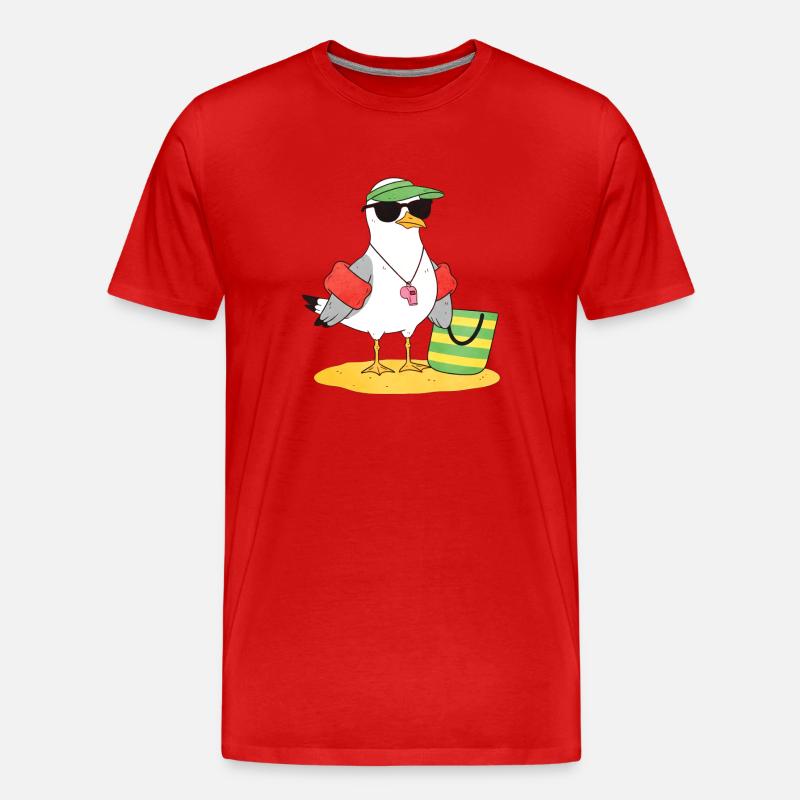 Seemöwe Strandlook - Männer Premium Bio T-Shirt - Rot