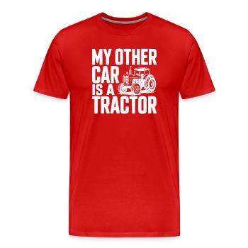 My Other Car Is a Tractor - Men's Premium Organic T-Shirt - red - Front - Damien (186cm)