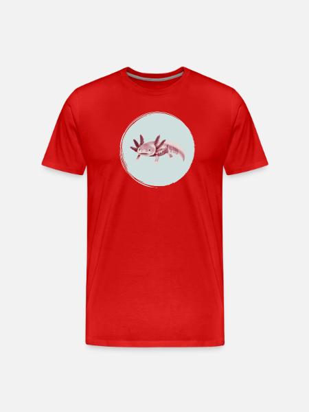 Pink Axolotl Skeleton Illustration - Men's Premium Organic T-Shirt - red