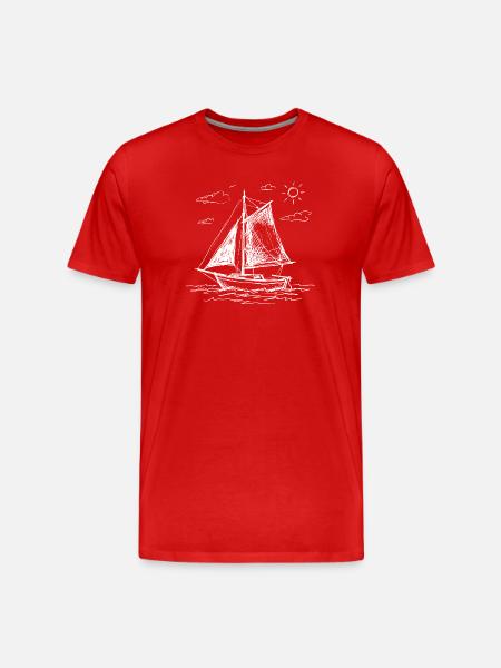 Sailboat hand drawn - Men's Premium Organic T-Shirt - red