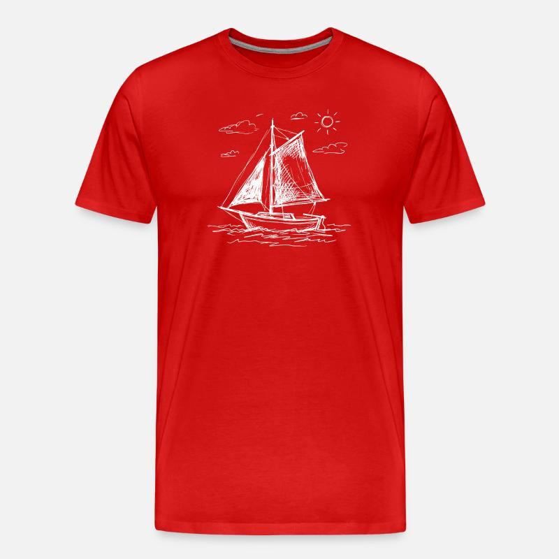 Segelboot hand gezeichnet - Männer Premium Bio T-Shirt - Rot