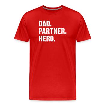 Père Partenaire Héros - T-shirt bio Premium Homme - rouge - Devant - Damien (186cm)