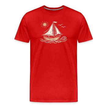 Segelboot Skizze - Männer Premium Bio T-Shirt - Rot - Vorne - Damien (186cm)