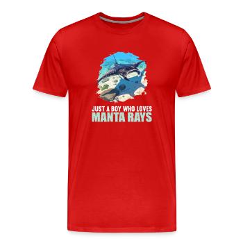 Raies Manta Raies - T-shirt bio Premium Homme - rouge - Devant - Damien (186cm)