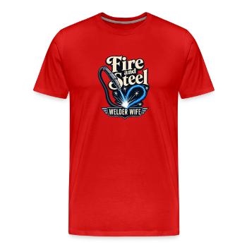 Welder Wife Fire and Steel Torch Heart Design - Men's Premium Organic T-Shirt - red - Front - Damien (186cm)