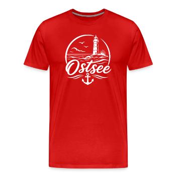 Ostsee - Männer Premium Bio T-Shirt - Rot - Vorne - Damien (186cm)