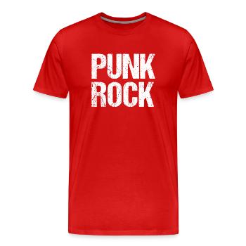 Punk Rock Distressed Typography - Men's Premium Organic T-Shirt - red - Front - Damien (186cm)