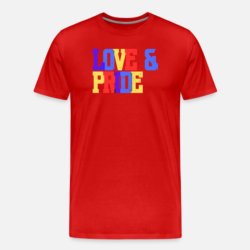 Liebe und Pride Regenbogen - Männer Premium Bio T-Shirt - Rot