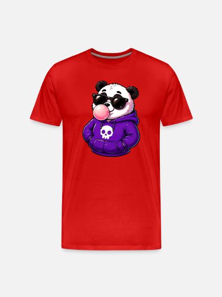 Cool_Panda_Bubblegum_Attitude - Men's Premium Organic T-Shirt - red
