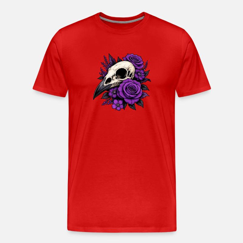 Violettes Schädel Rosen Design - Männer Premium Bio T-Shirt - Rot