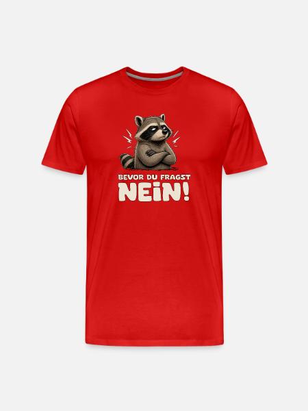 Wütender Waschbär mit Spruch Nein - Männer Premium Bio T-Shirt - Rot