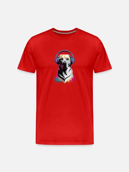 Labrador avec casque - T-shirt bio Premium Homme - rouge